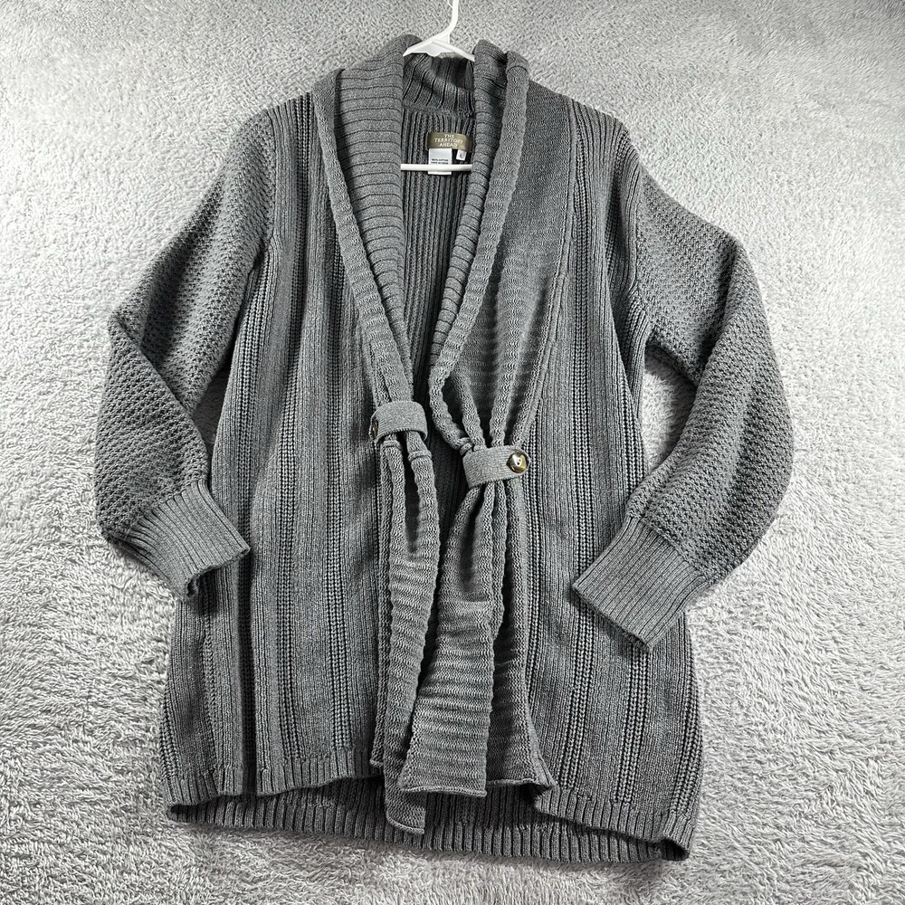 The Territory Ahead Open Cardigan Sweater Womens Large Gray Unstructured Flowy